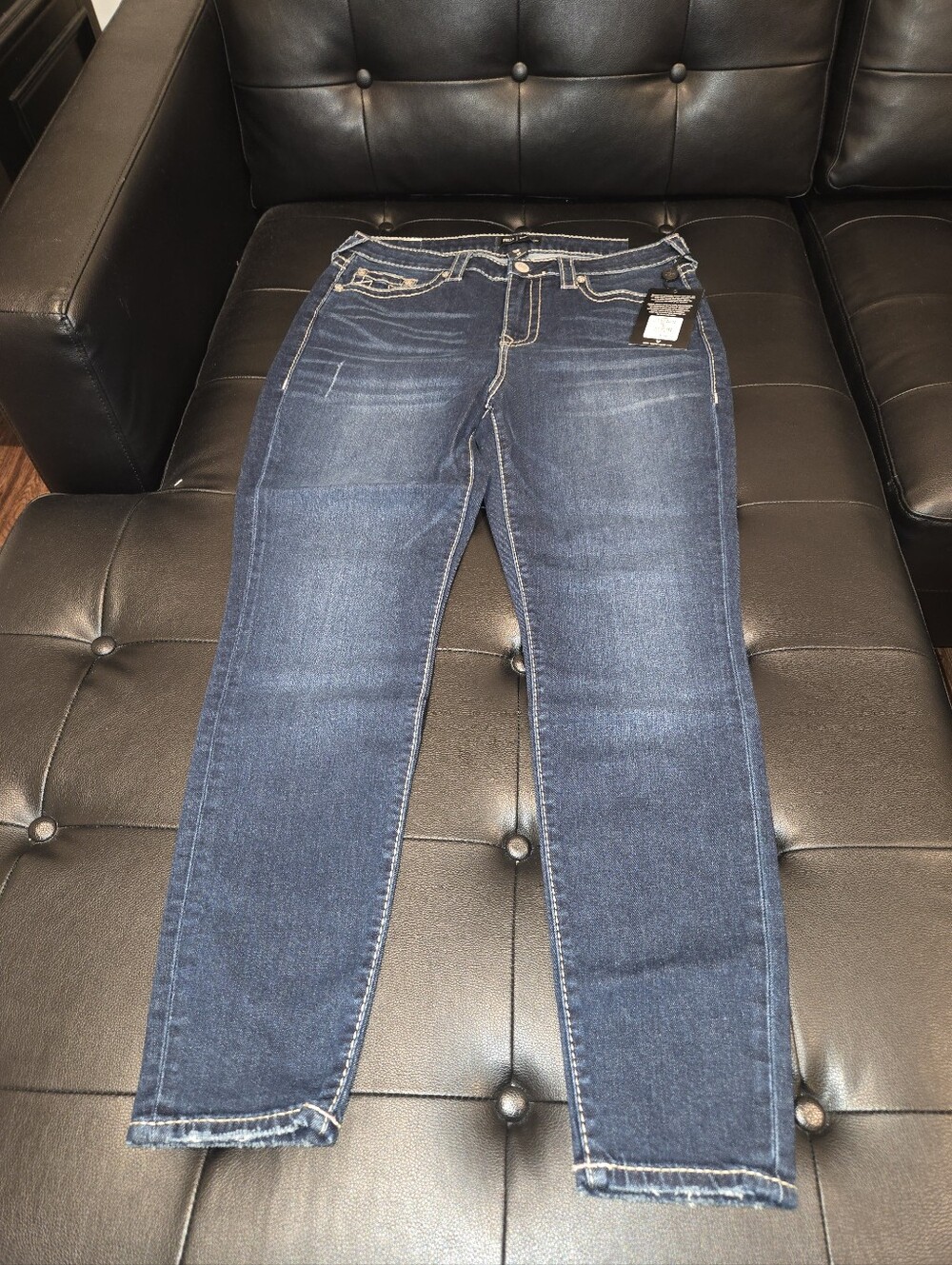 True Religion Women's Dark Indigo Straight Leg Jeans
